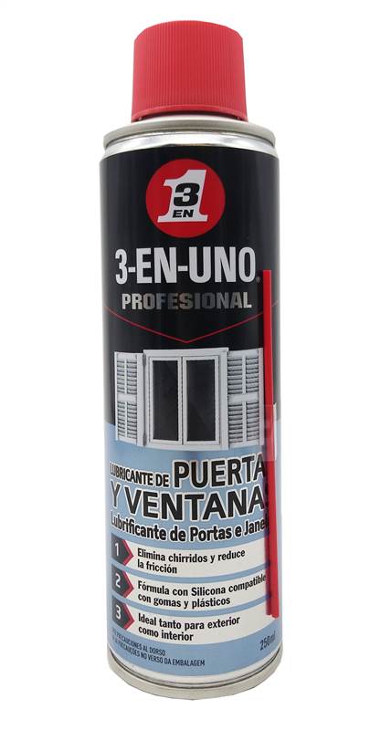 <div>SPRAY LUBRICANTE PUERTAS Y VENTANAS 3-EN-UNO 250ML</div>