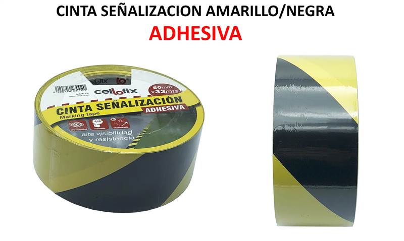 <div>CINTA SEÑALIZACION AMARILLO/NEGRA ADHESIVA</div>